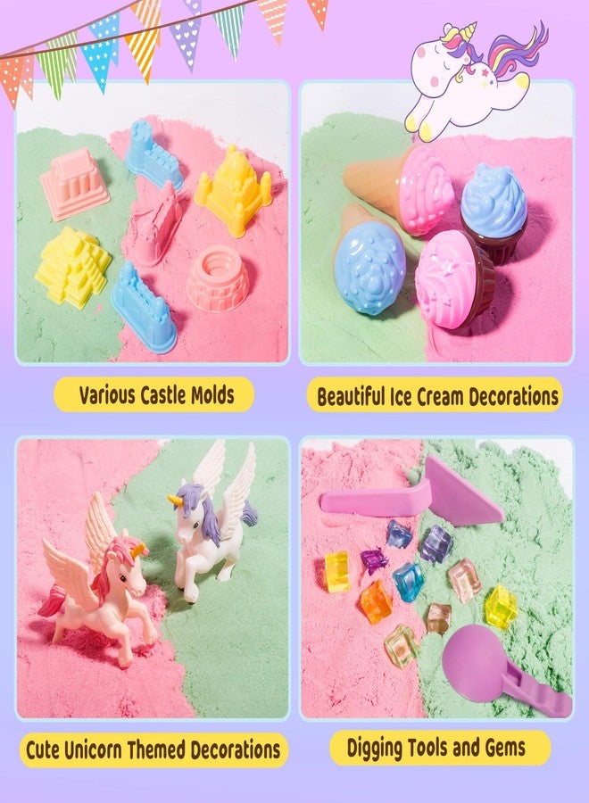 Weilim Unicorn Sensory Bin for Girl, Magic Sand Art Kit with Sandbox, Color Sand, Unicorn Fine Motor Kids Toy Christmas Birthday Gift for Toddler Ages 3 4 5 6 7 8 - Image 4